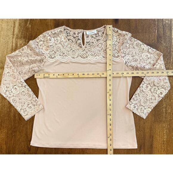 EUC Women's Calvin Klein Beautiful Pink Top w/ Lace Sz Large - Picture 5 of 5